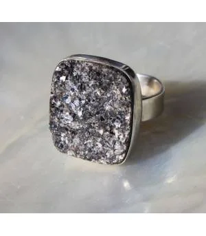 Bague argent ajustable pierre brute de biotite shantilight