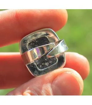 Bague argent ajustable pierre brute de biotite shantilight