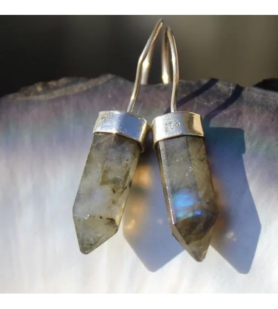 Boucles d'oreilles ethniques pierres naturelles labradorite shantilight Boucles d'oreilles ethniques pierres naturelles labradorite shantilight