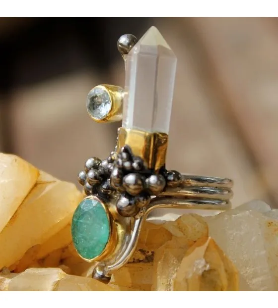 Bague steampunk ethnique argent pierres naturelles shantilight Bague steampunk ethnique argent pierres naturelles shantilight