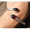 Bracelet argent bijoux ethnique duo de pierres naturelles de grenat shantilight