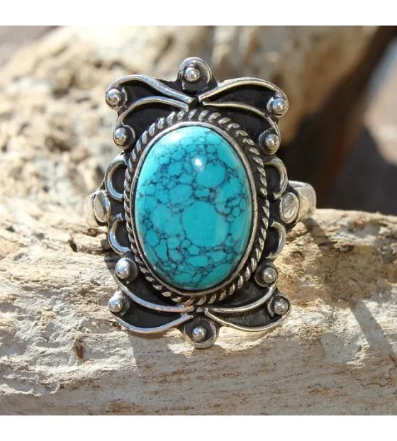 Bague ethnique bijoux argent turquoise shantilight Bague ethnique bijoux argent turquoise shantilight