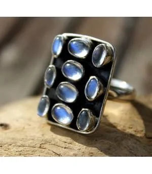 Bague argent bijoux pierre de lune