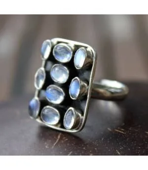 Bague argent bijoux pierre de lune