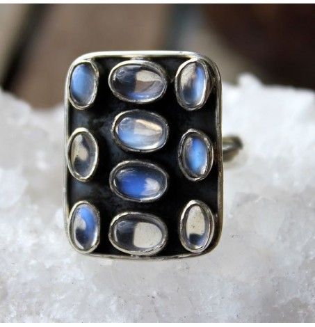 Bague argent bijoux ethnique pierre de lune shantilight