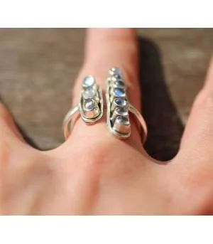 Bague argent bijoux ethnique pierres de lunes arc en ciel shantilight