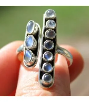 Bague argent bijoux ethnique pierres de lunes arc en ciel shantilight