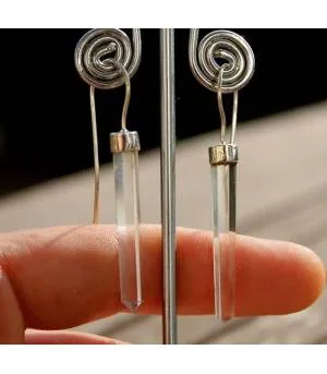 Boucles d'oreilles ethniques bijoux argent spike cristaux naturels shantilight