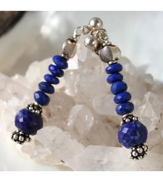 Boucles d'oreilles ethniques chic lapis lazuli argent shantilight Boucles d'oreilles ethniques chic lapis lazuli argent shantilight