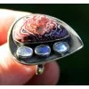 Bague ethnique bijoux argent pierres naturelles jaspe rouge et pierre de lune shantilight