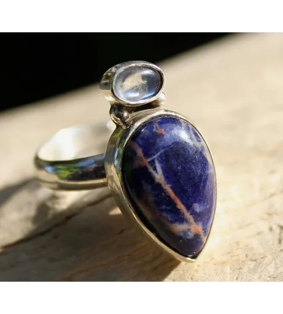 Bijoux argent bague peristerite et sodalite shantilight Bijoux argent bague peristerite et sodalite shantilight