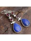 Boucles d'oreilles argent grenat lapis lazuli