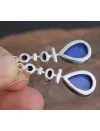 Boucles d'oreilles argent grenat lapis lazuli