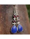 Boucles d'oreilles argent grenat lapis lazuli
