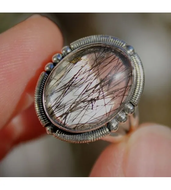 Bague argent bijoux quartz rutilé tourmaline shantilight Bague argent bijoux quartz rutilé tourmaline shantilight