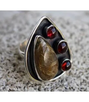 Bijoux ethnique pierres naturelles bague argent shantilight