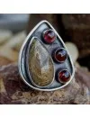 Bague argent ethnique quartz rutilé grenat