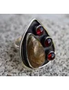 Bague argent ethnique quartz rutilé grenat