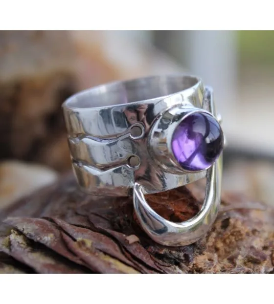 Bijoux chic ethnique améthyste bague argent shantilight Bijoux chic ethnique améthyste bague argent shantilight