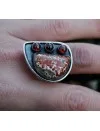 Bijoux ethnique bague argent oxydé pierres jaspe rouge et grenat shantilight