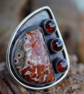 Bijoux argent bague ethnique pierres naturelles rouge shantilight