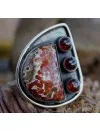 Bijoux ethnique bague argent oxydé pierres jaspe rouge et grenat shantilight