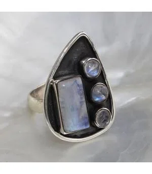 Bijoux ethnique bague argent pierre de lune Shantilight