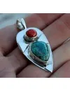 Pendentif argent bijoux ethnique homme femme turquoise corail shantilight
