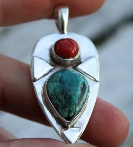 Pendentif argent bijoux ethnique homme femme turquoise corail shantilight