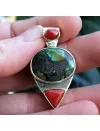 Pendentif ethnique argent turquoise corail