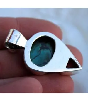 Pendentif ethnique argent turquoise corail