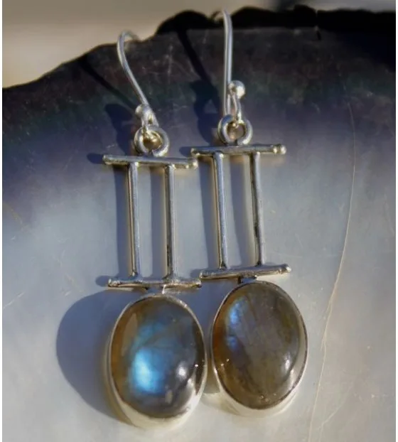 Boucles d’oreilles Nayana – Argent 925 & Labradorite