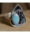 Bague argent pierres larimar et améthyste