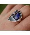 Bague argent pierres naturelles lapis lazuli et grenat