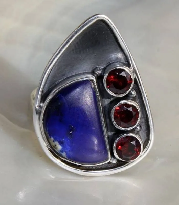 Bijoux ethnique bague argent lapis lazuli Shantilight Bijoux ethnique bague argent lapis lazuli Shantilight