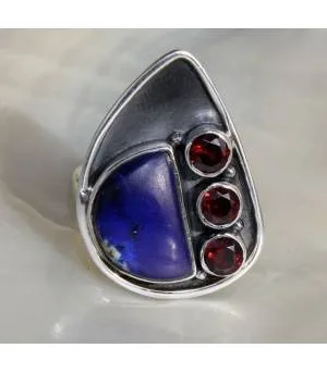 Bijoux ethnique bague argent lapis lazuli Shantilight