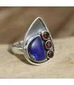 Bague argent pierres naturelles lapis lazuli et grenat