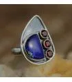 Bague argent pierres naturelles lapis lazuli et grenat
