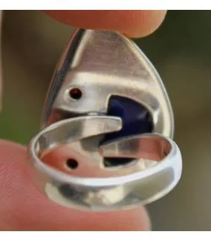 Bague argent pierres naturelles lapis lazuli et grenat