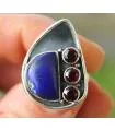 Bague argent pierres naturelles lapis lazuli et grenat