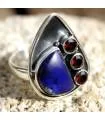 Bague argent pierres naturelles lapis lazuli et grenat