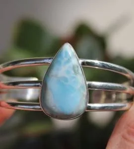 Bracelet argent joncs bijoux chic pierre naturelle larimar Shantilight