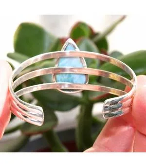 Bracelet argent joncs bijoux chic pierre naturelle larimar Shantilight