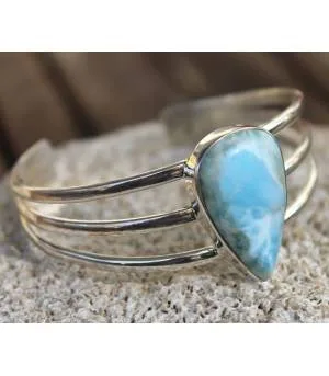 Bracelet argent joncs bijoux chic pierre naturelle larimar Shantilight