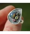 Bague argent pierres naturelles opale  citrine tourmaline