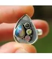 Bague argent pierres naturelles opale  citrine tourmaline