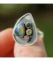 Bague argent pierres naturelles opale  citrine tourmaline
