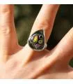 Bague argent pierres naturelles opale  citrine tourmaline