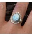 Bague argent ethnique chic pierre naturelle larimar