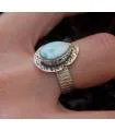 Bague argent ethnique chic pierre naturelle larimar